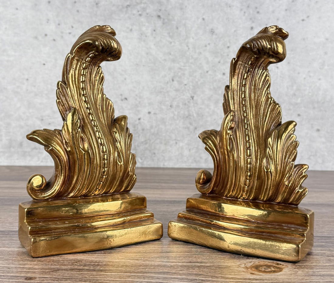 Marion Bronze Leaf Flame Bookends: 8 1/2" by 5 1/4" by 2 3/4"