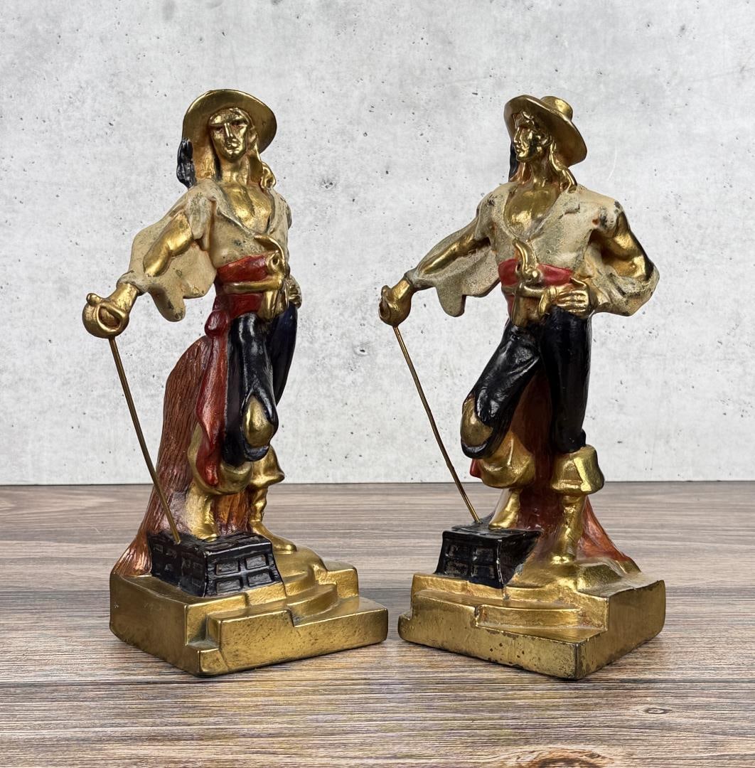 Armor Bronze Pirate Buccaneer Bookends: 10 1/4" by 5 3/8" by 3 5/8"
