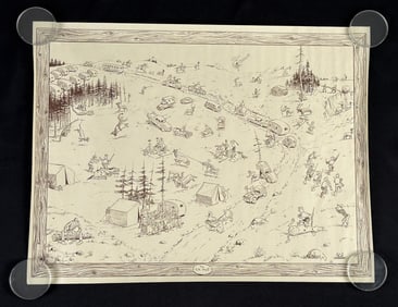 The Elk Hunt Hanson Forestry Pictorial Map