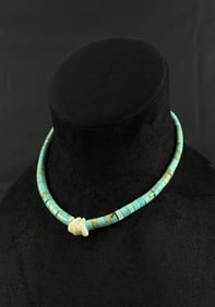 Santo Domingo Pueblo Turquoise Jacla Necklace