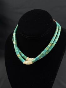 Santo Domingo Pueblo Turquoise Jacla Necklace