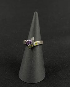 Sterling Silver Amethyst and Opal Ring