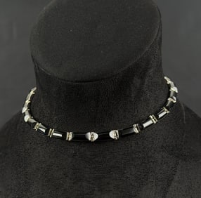 Taxco Mexico 950 Silver and Onyx Necklace