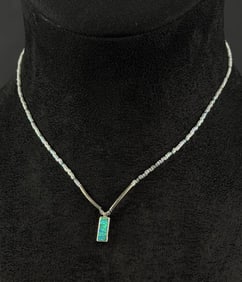 Zuni Sterling Silver Blue Opal Necklace