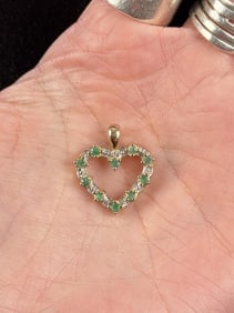 Sterling Silver Emerald Heart Pendant