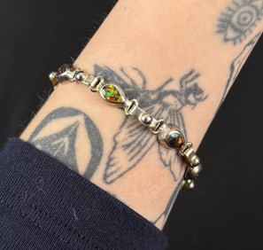 Mexico Sterling Silver Fire Opal Bracelet