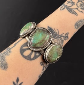 Old Pawn Navajo Sterling Silver Turquoise Bracelet