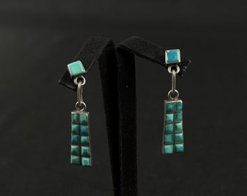 Zuni Petit Point Sterling Turquoise Earrings