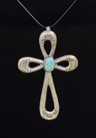 Joe Corbet Navajo Sterling Silver Cross Pendant