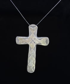 Navajo AJZR Sterling Silver Cross Pendant