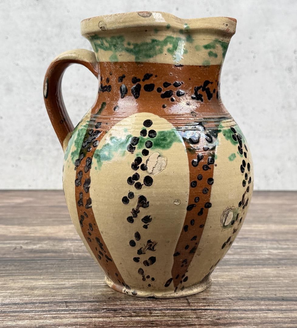 Antique Redware Slip Decorated Pitcher (1 of 9)