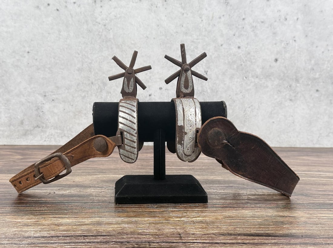 Mexican Charro Silver Inlaid Cowboy Spurs (1 of 5)
