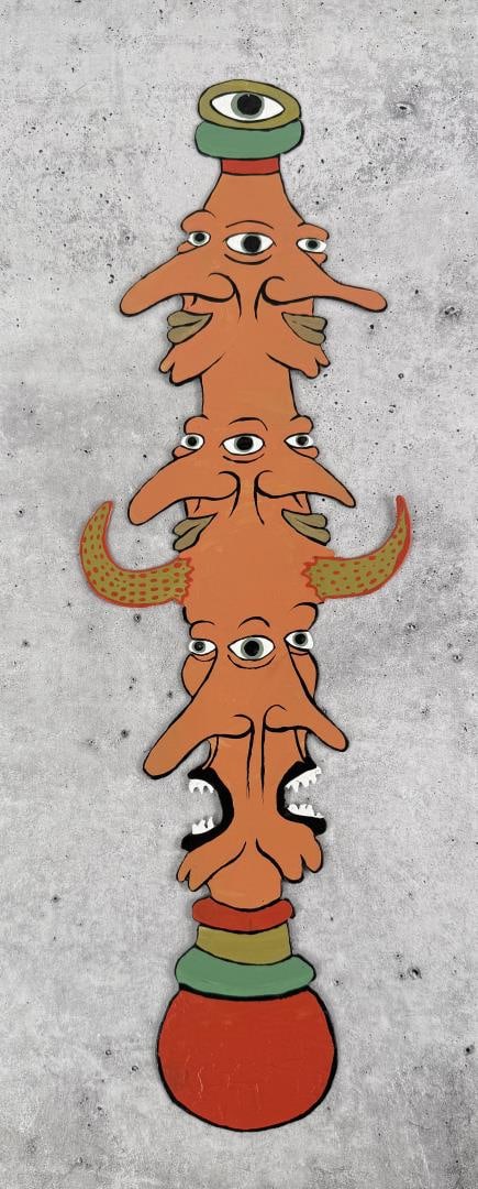 Steve Burnley Ten Eye Totem Folk Art Sign (1 of 3)