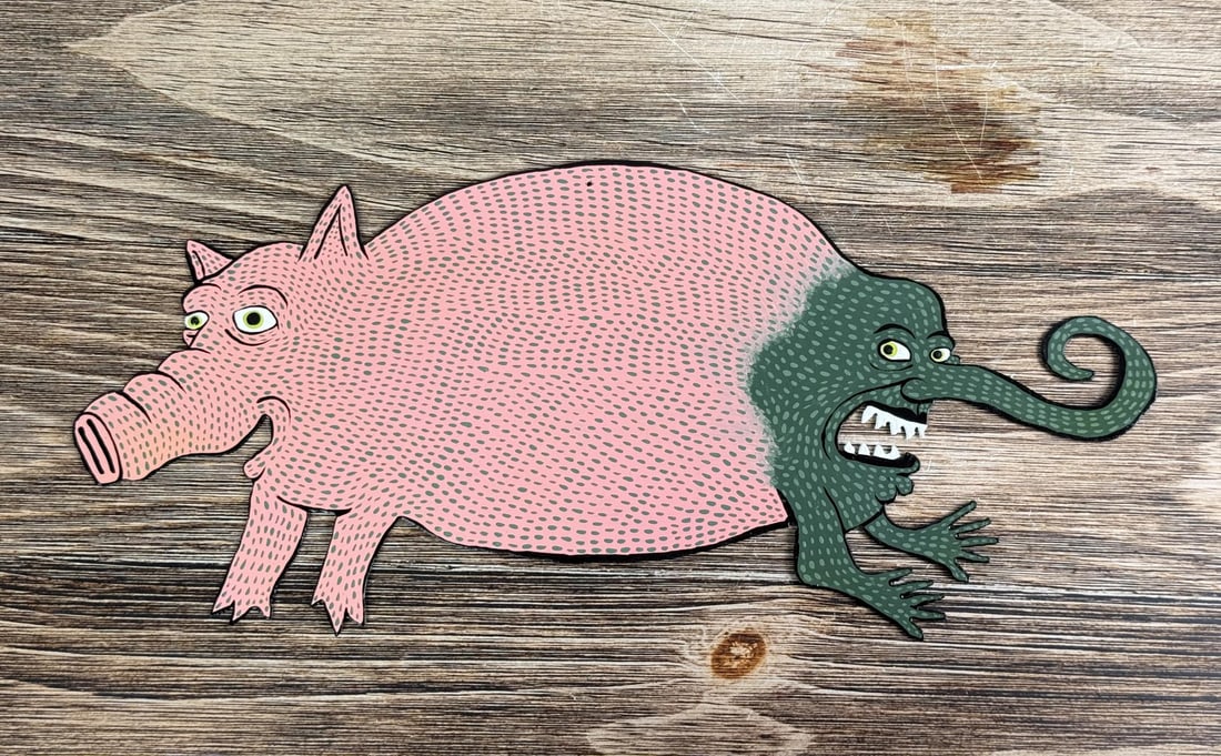 Steve Burnley Peter Porker Folk Art Sign (1 of 3)
