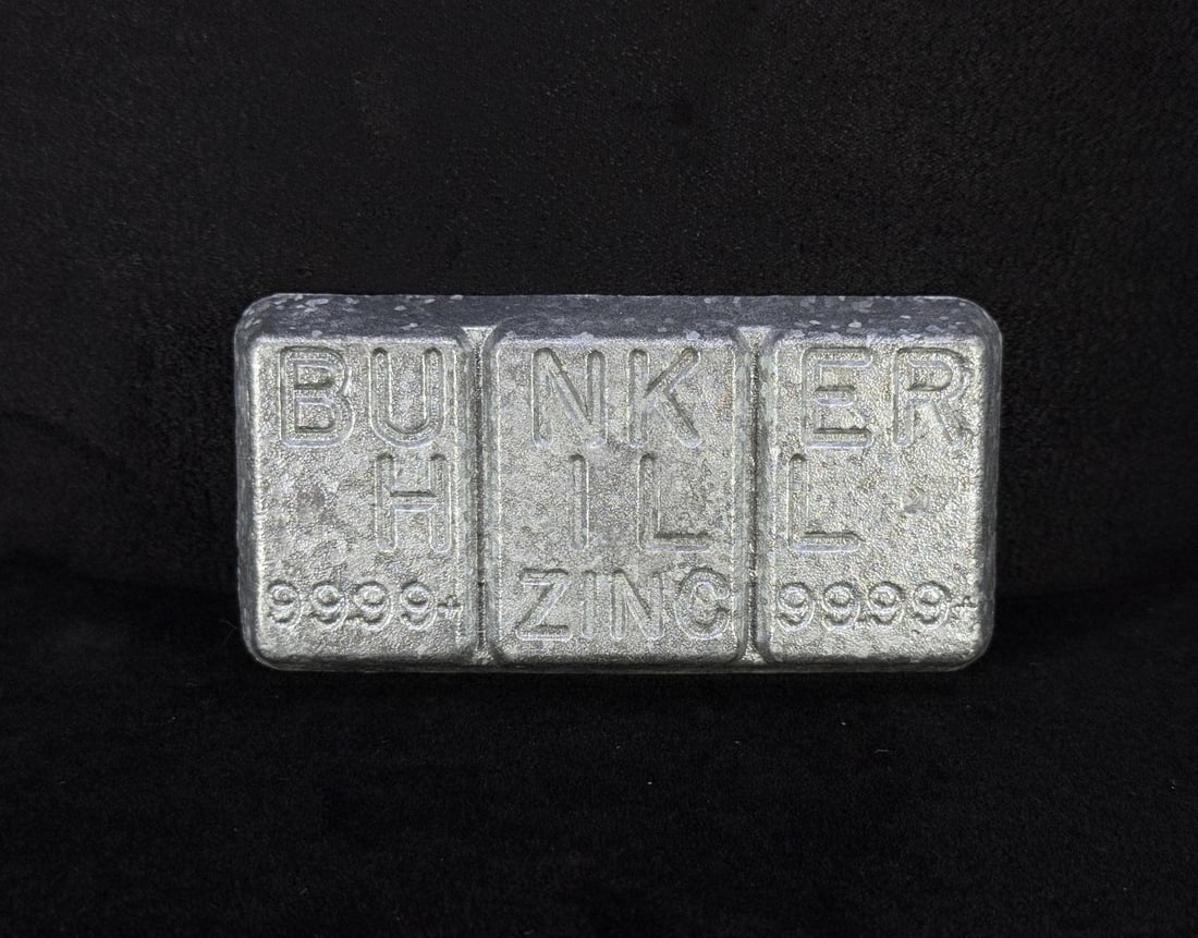 Bunker Hill Kellogg Idaho Zinc Souvenir Ingot: 3 7/8" by 2" by 1/2". 365 grams.