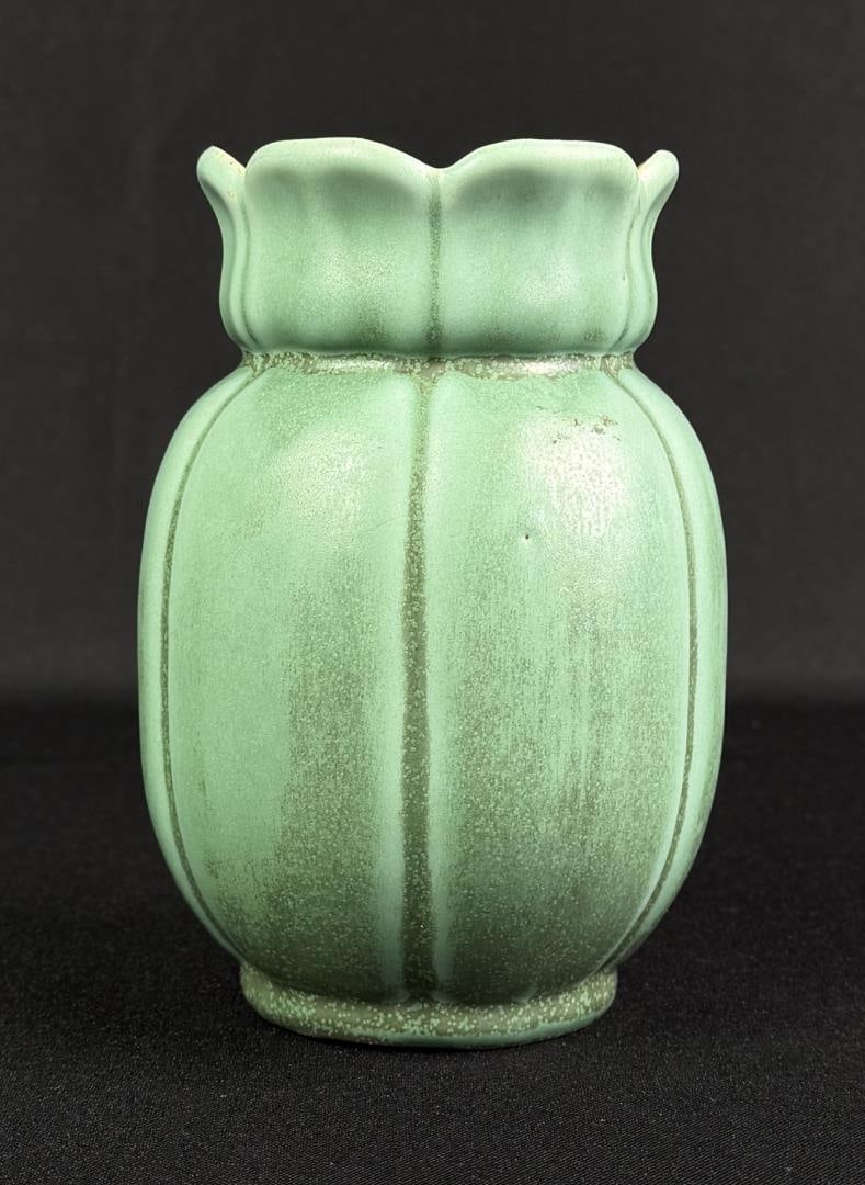 Arts & Crafts Matte Green Pottery Vase (1 of 5)