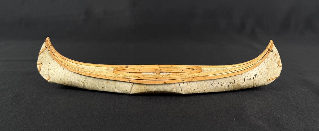 Ojibwe Native American Birch Bark Model Canoe (1 of 6)