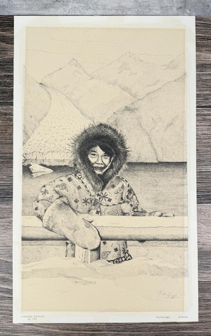 Alaskan Inuit Eskimo Print: 12" by 20"