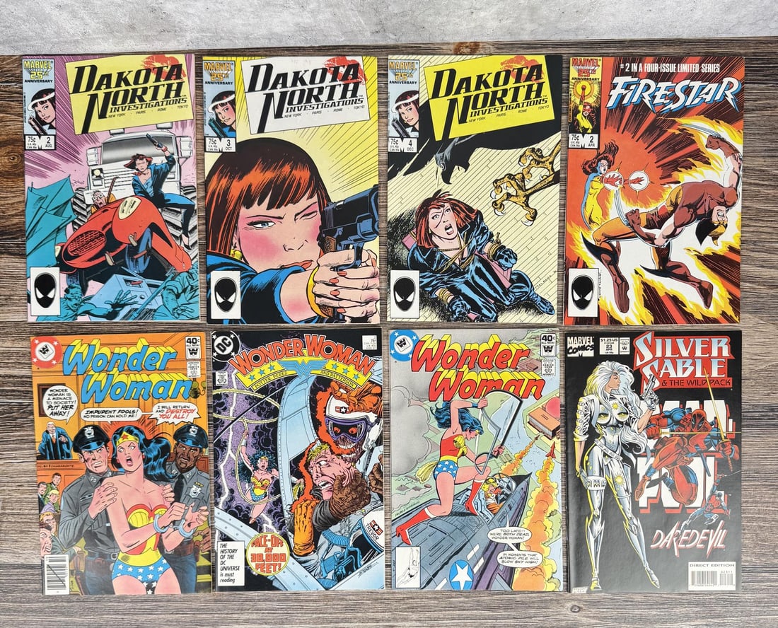 Collection of Vintage Comic Books: Nice grouping featuring Dakota North, Firestar, Wonder Woman , and Silver Sable.