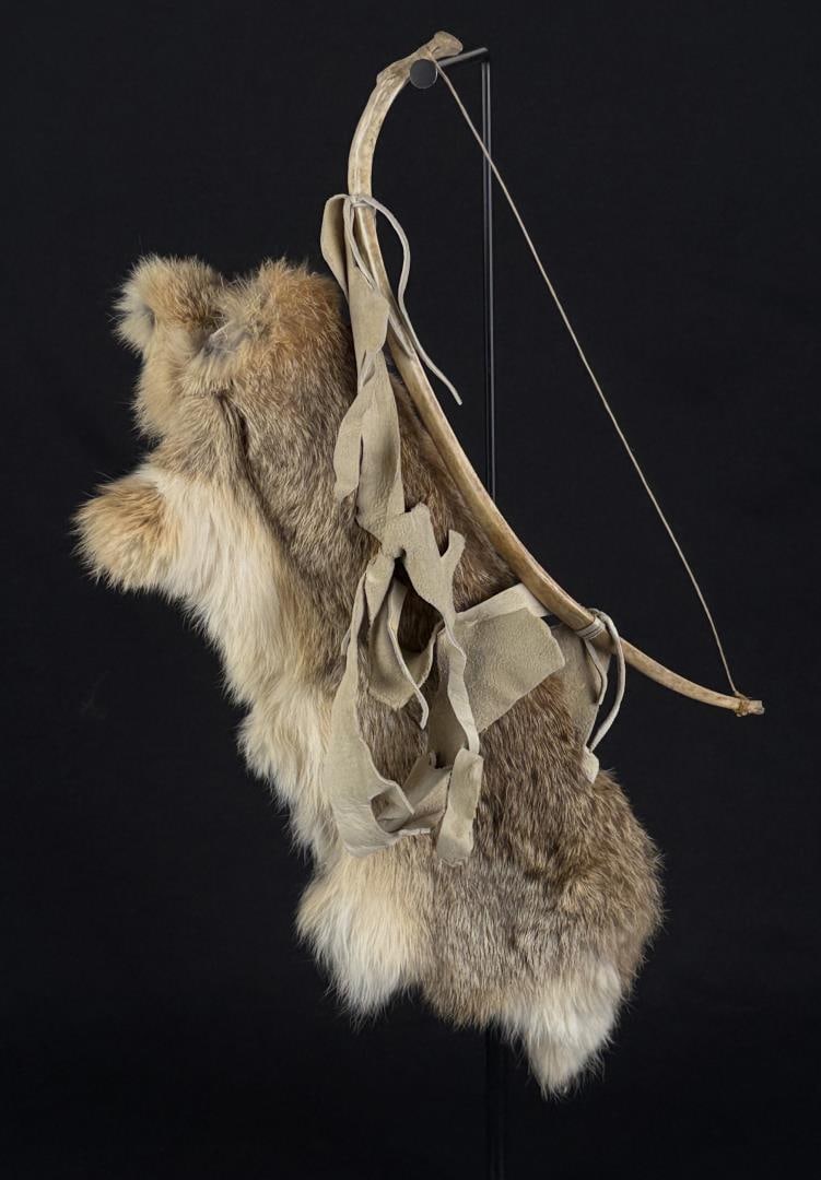 Native American Rabbit Fur Bow Case: 18 1/4" by 13 7/8" by 2 7/8". Mid 20th Century