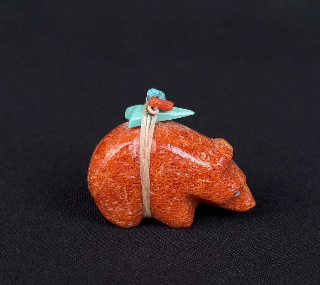 Zuni Carved Coral Bear Fetish (1 of 4)