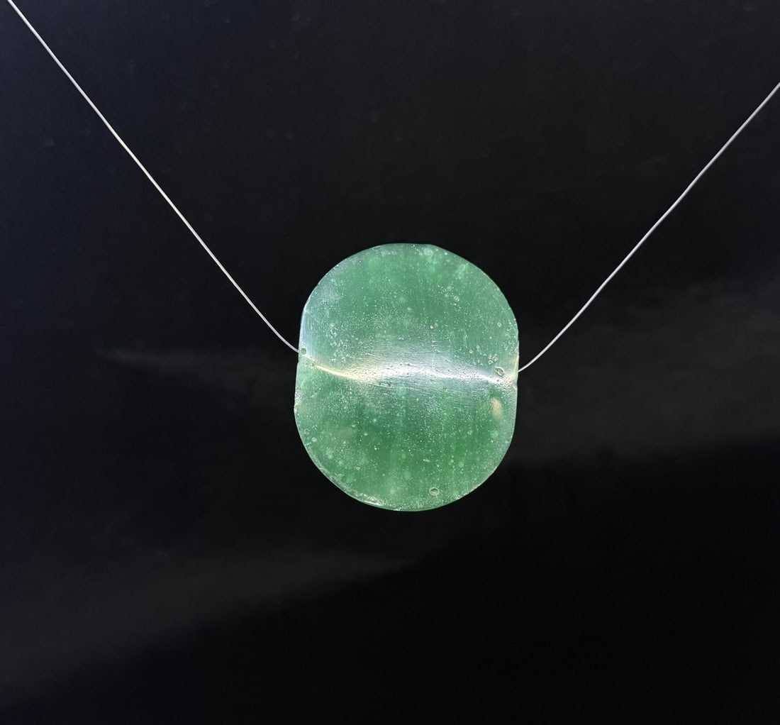 Antique Green Aventurine Trade Bead: 35 grams. 1 1/2" by 2".