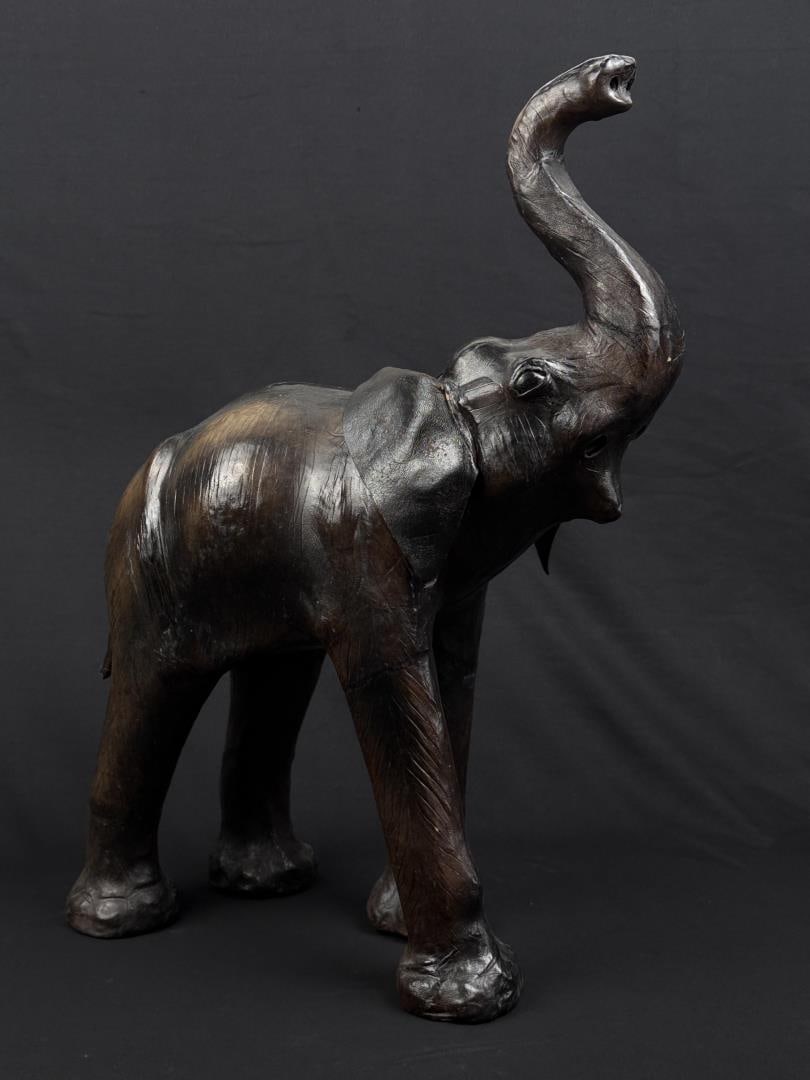 Mid Century Architectural Leather Elephant (1 of 11)