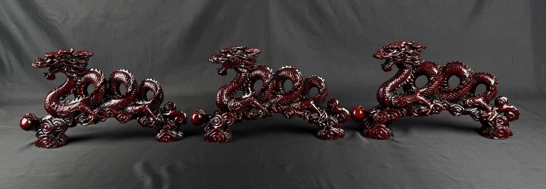 Chinese Resin Dragons: Three total. 11 3/4" by 7" by 2 5/8"
