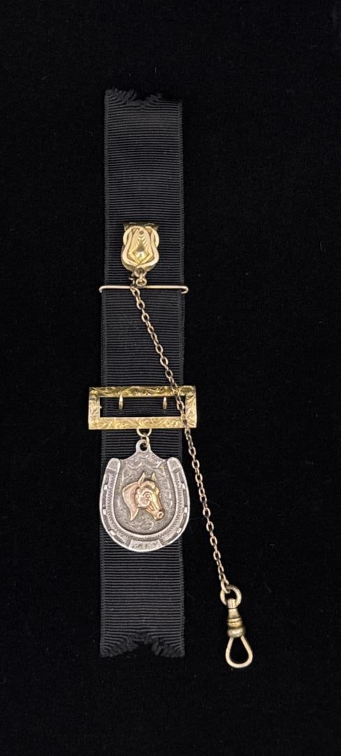 10k Gold Sterling Silver Cowboy Watch Fob: 6 3/8" long.
