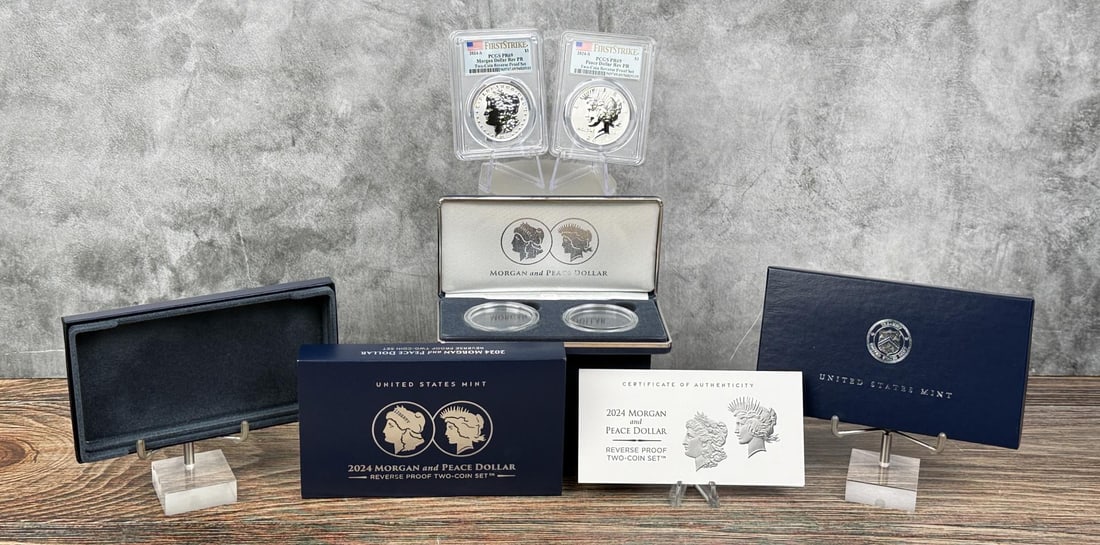 2024 S Peace and Morgan Dollar PCGS PR69 Set: First Strike.