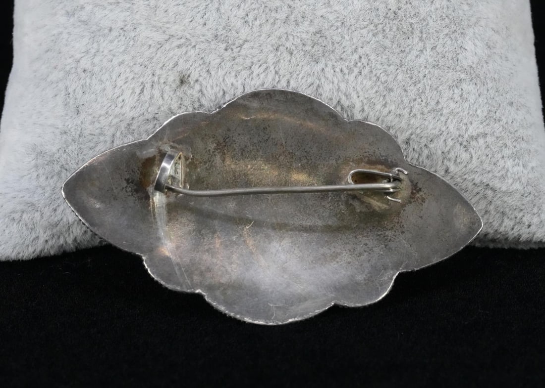 Victorian Sterling Silver Agate Brooch - 2