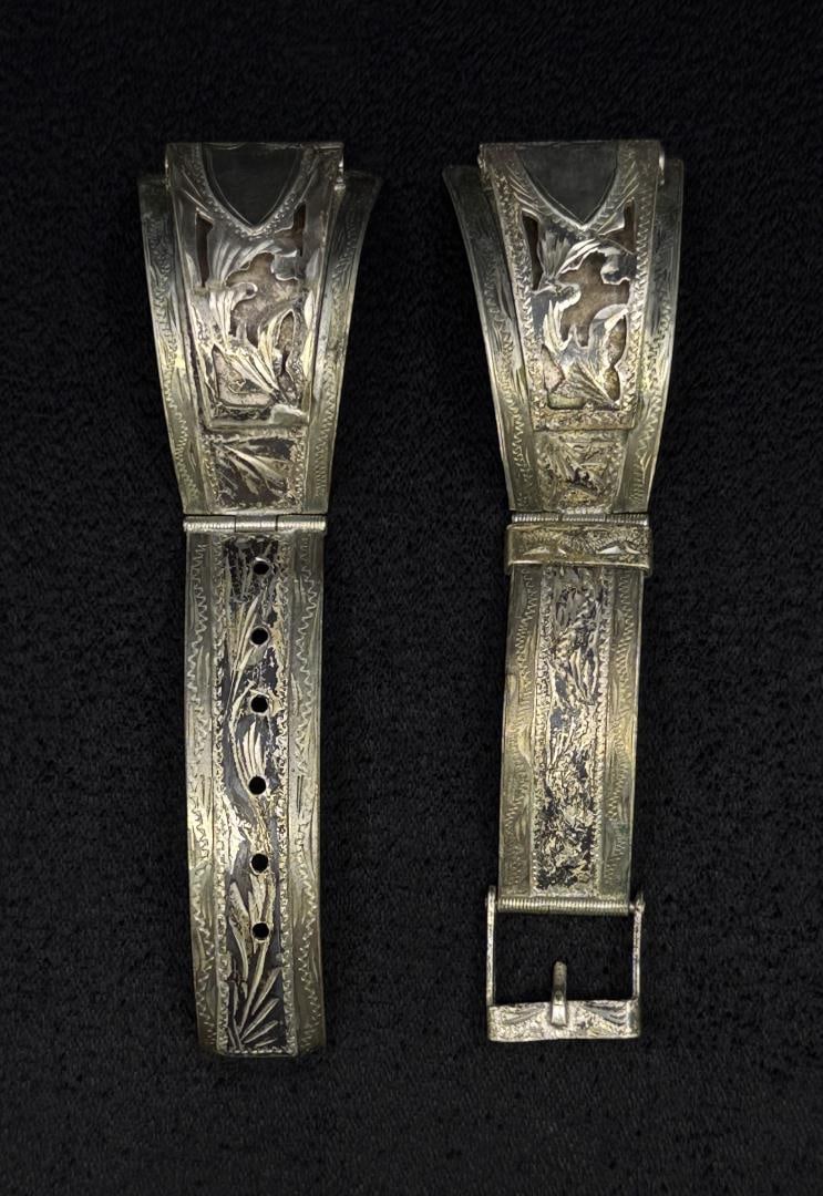 Guadalajara Mexico Sterling Silver Watch Bracelet: 29.32 grams. 3 3/8" long each.