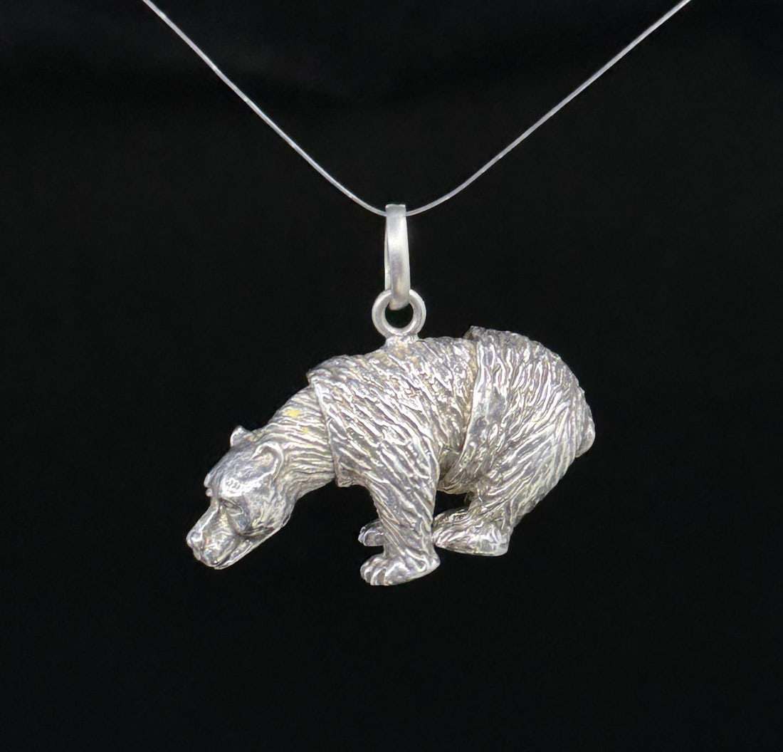 Sterling Silver Articulated Bear Pendant (1 of 5)