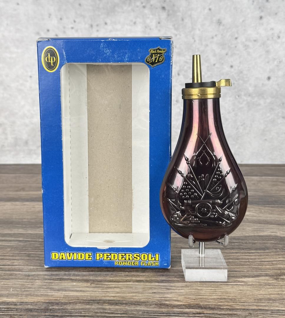 Davide Pedersoli Colt Pattern .36 Powder Flask: New in box.