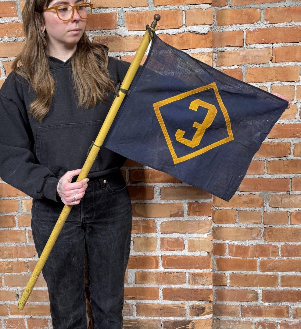 Antique Cub Scout Troop Den Flag: Pole is 40 1/2" long.