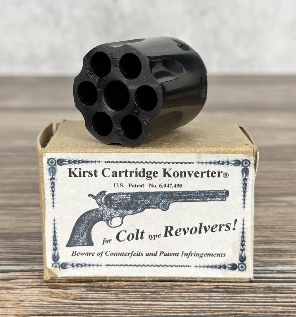 Kirst Cartridge Konverter Colt Revolver Cylinder: Fits Pietta 1851-61 .38 Long Colt. New in box.