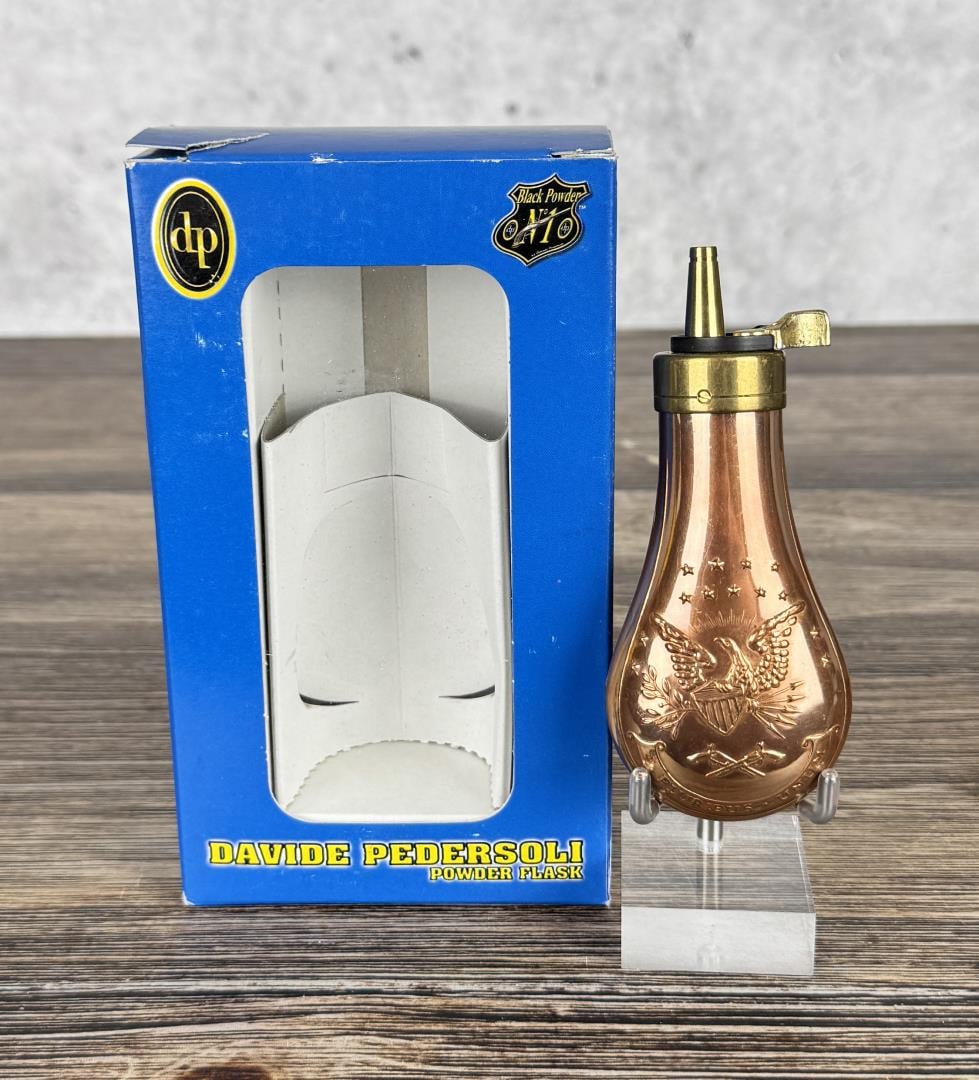 Davide Pedersoli .31 Unum Copper Powder Flask: New in box.