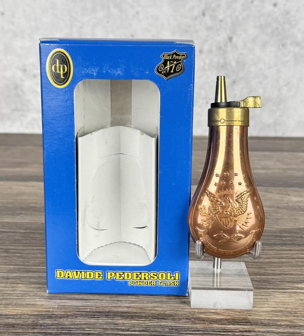 Davide Pedersoli .31 Unum Copper Powder Flask: New in box.
