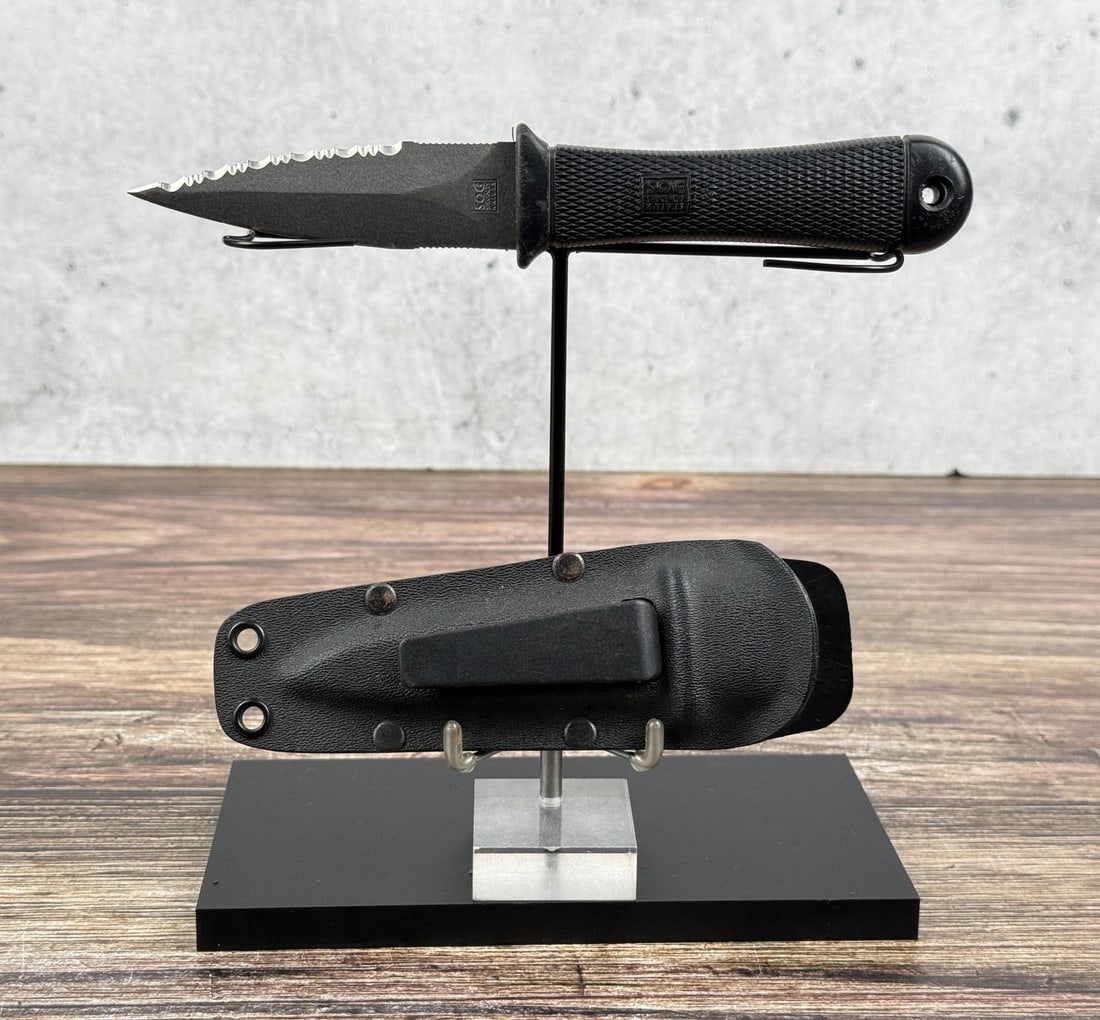 SOG Mini Pentagon Serrated Dagger Seki Japan: Made in Seki Japan. Coated Blade. 7 7/8" long.