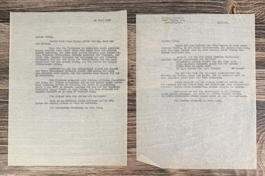 Letter from Herbert Schaefer to Willy Ley (1 of 6)