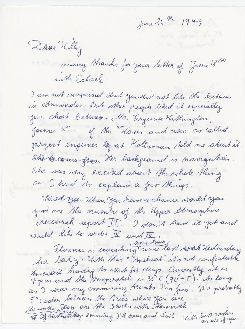 Letter from Herbert Schaefer to Willy Ley (1 of 3)