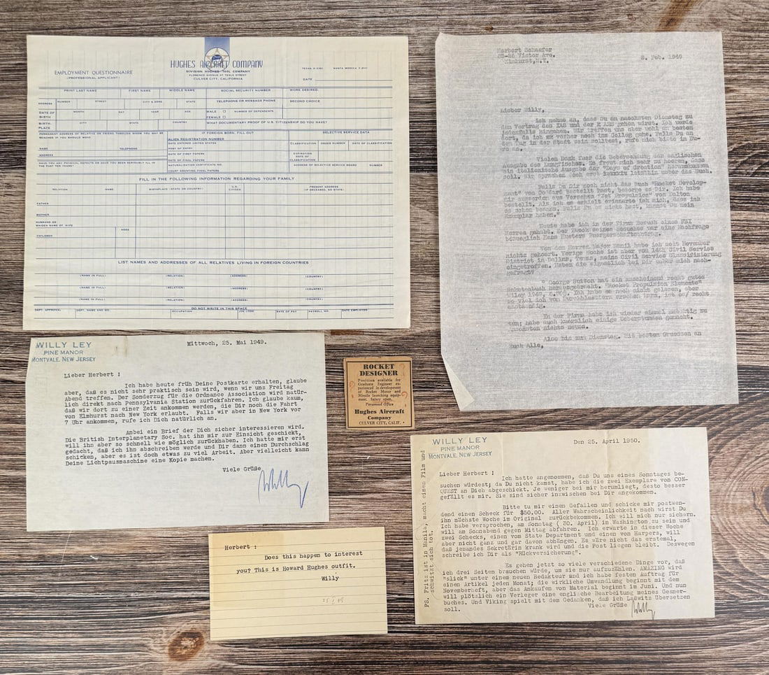 Letters from Herbert Schaefer to Willy Ley (1 of 10)