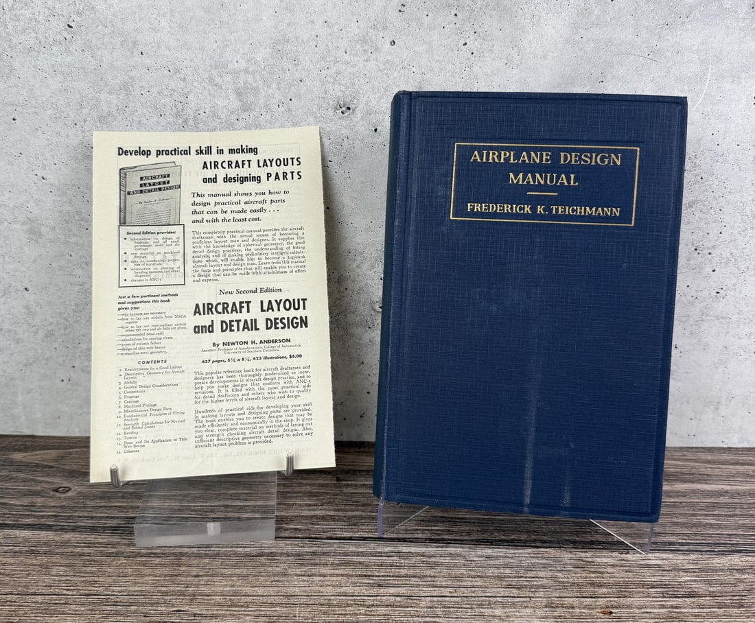 Airplane Design Manual: Frederick K. Teichmann. Signed by Schaefer. 1942 Provenance: The Rocket Development Library of Herbert Schaefer Herbert Schaefer was born and educated in Berlin, Germany and worked in the fields of me