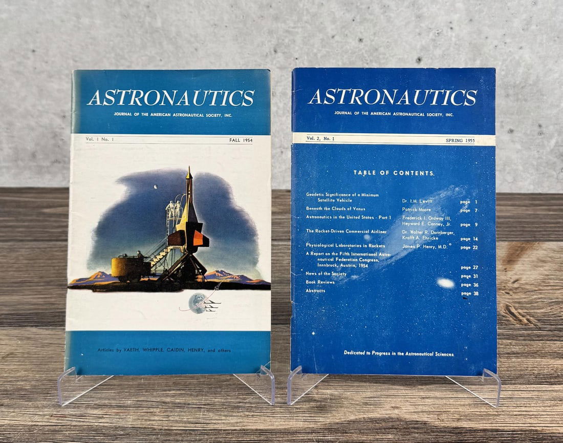 Astronautics Journal Volume 1 Number 1: Journal of the American Astronautical Society. Includes Volume 1 No 1, and Volume 2 No 2. Fall 1954, Spring 1955. Provenance: The Rocket Development Library of Herbert Schaefer Herbert Schaefer was