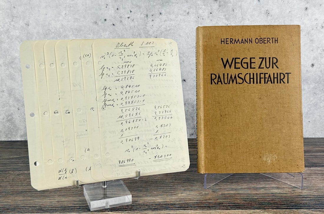 Wege zur Raumschiffahrt Ways to Space Travel: Hermann Oberth. 1929. Comes with Calculations. Provenance: The Rocket Development Library of Herbert Schaefer Herbert Schaefer was born and educated in Berlin, Germany and worked in the fields of
