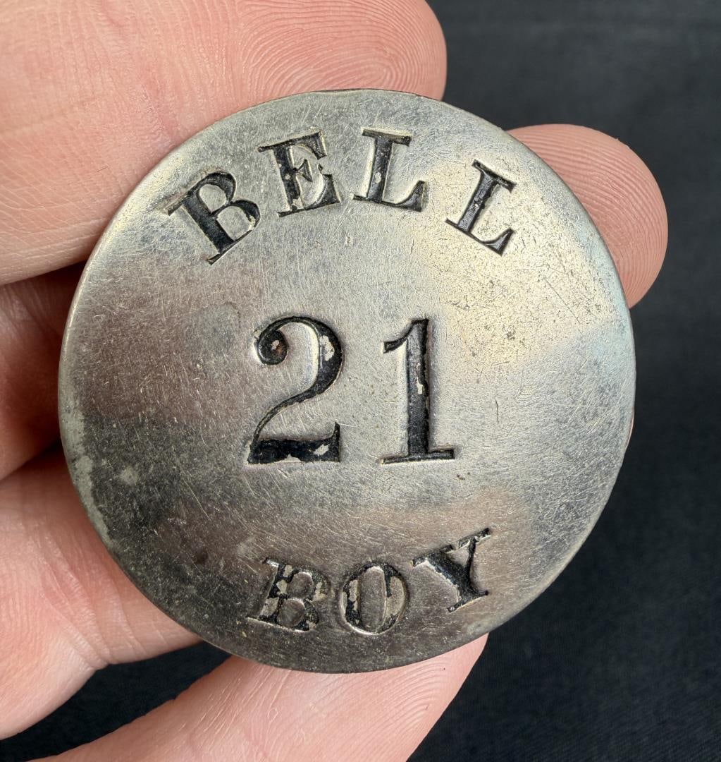 California Hotel Bell Boy Badge: 1 1/2" diameter.
