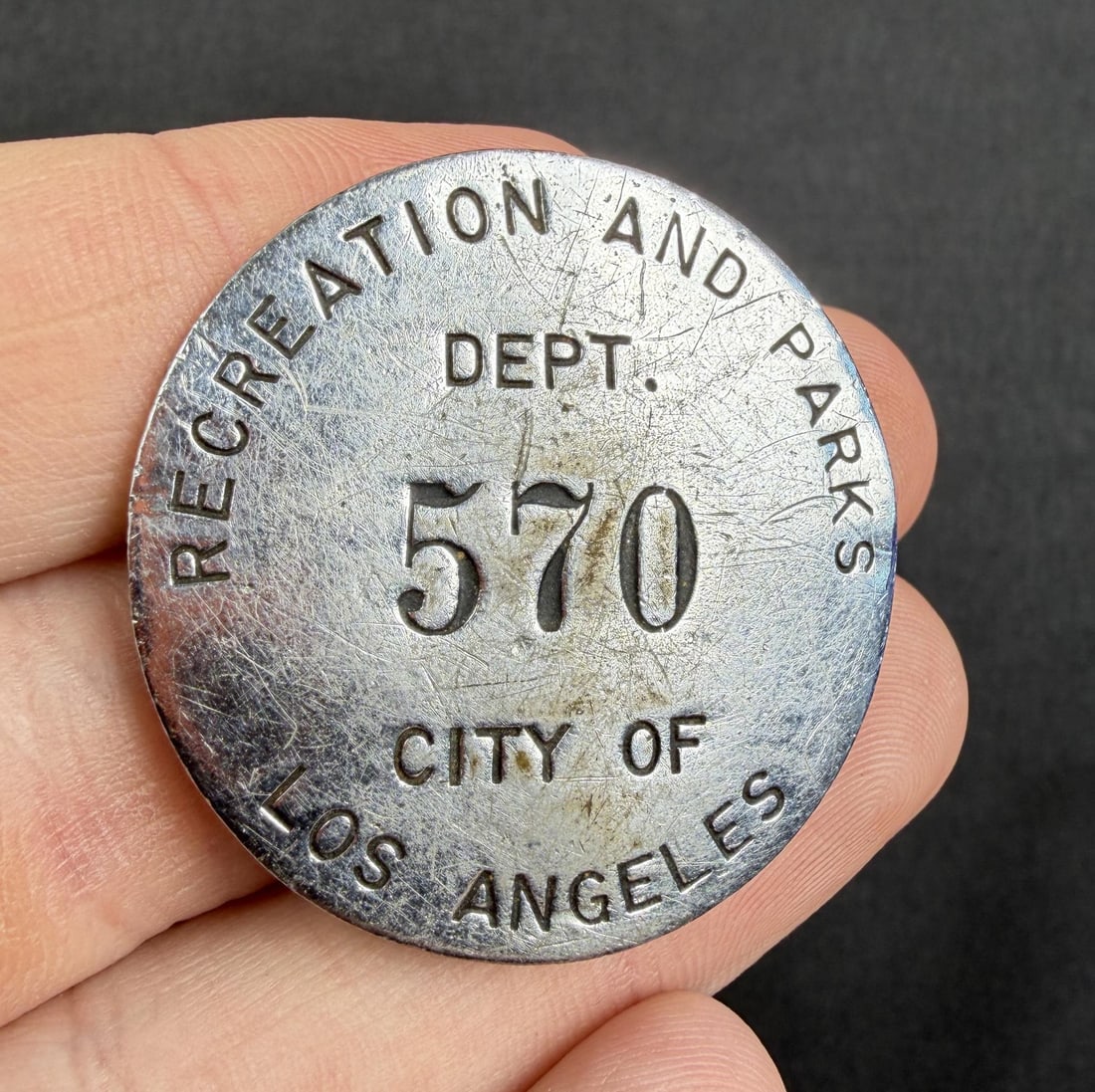 Los Angeles California Recreation and Parks Badge: 1 1/2" diameter.