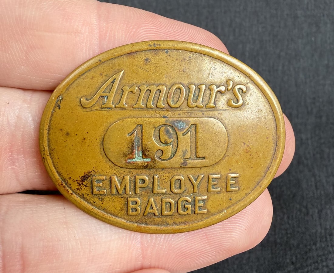 Armour's Meat Packing Employee Badge: 1 1/4" by 1 3/4"