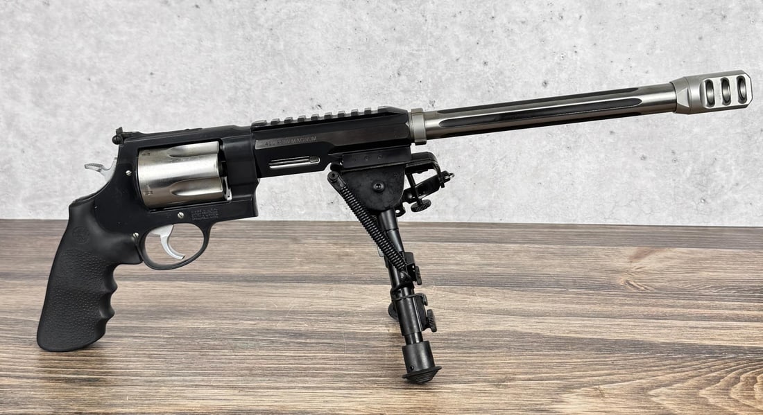 Smith & Wesson .460 Performance Center Revolver: 15 1/2" barrel with muzzle break. FFL Transfer Required. C&R Not Accepted.