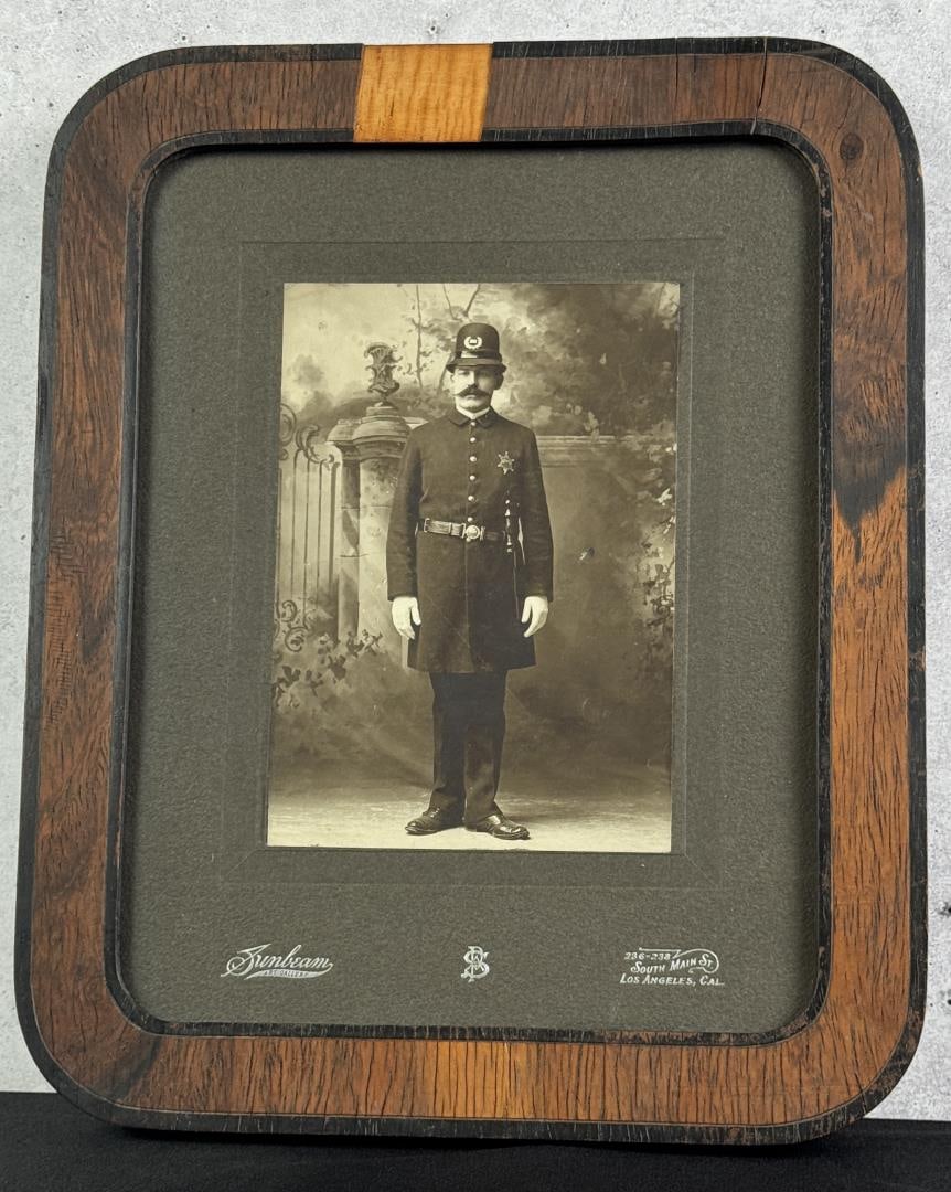 LAPD Los Angeles California Police Officer Photo: Photographer is Sunbeam 9" by 11 1/2" framed.